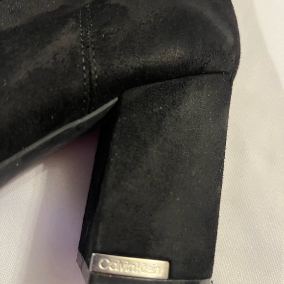 9 Calvin Klein Fandy Over-the-knee Boots Black Suede Fall Winter Tall Block Hee - Picture 9 of 10